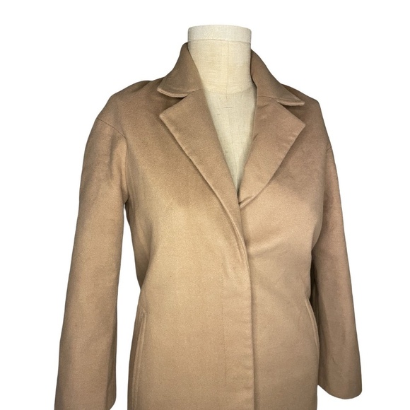 ASOS Design Tan Camel Long Coat Jacket Women Size 0 - Picture 2 of 5